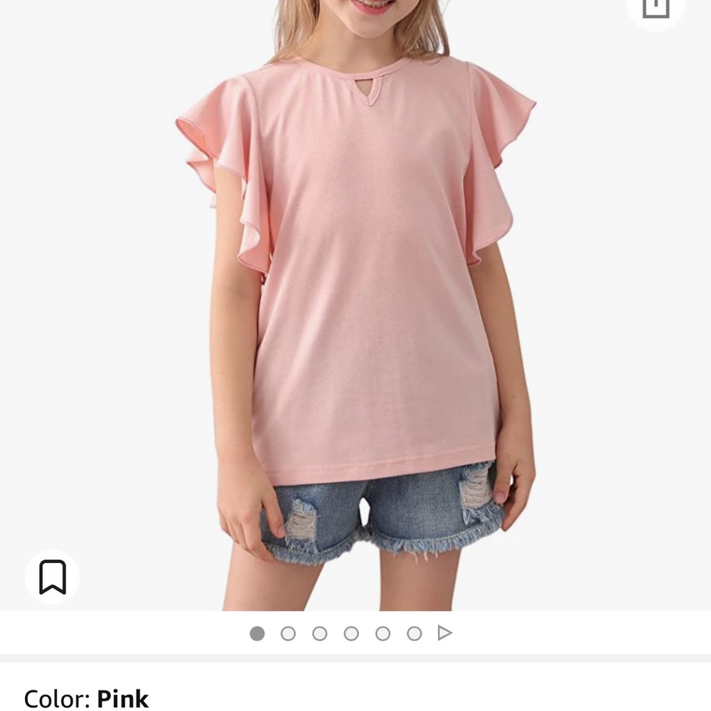 GORLYA Girl's Tunic Butterfly Sleeve Tops Casual Solid T-Shirt Blouse for 4-14